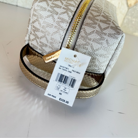Michael Kors Jet Set Travel Cosmetic Case Travel Pouch MK Pale Gold Multi - Picture 12 of 13